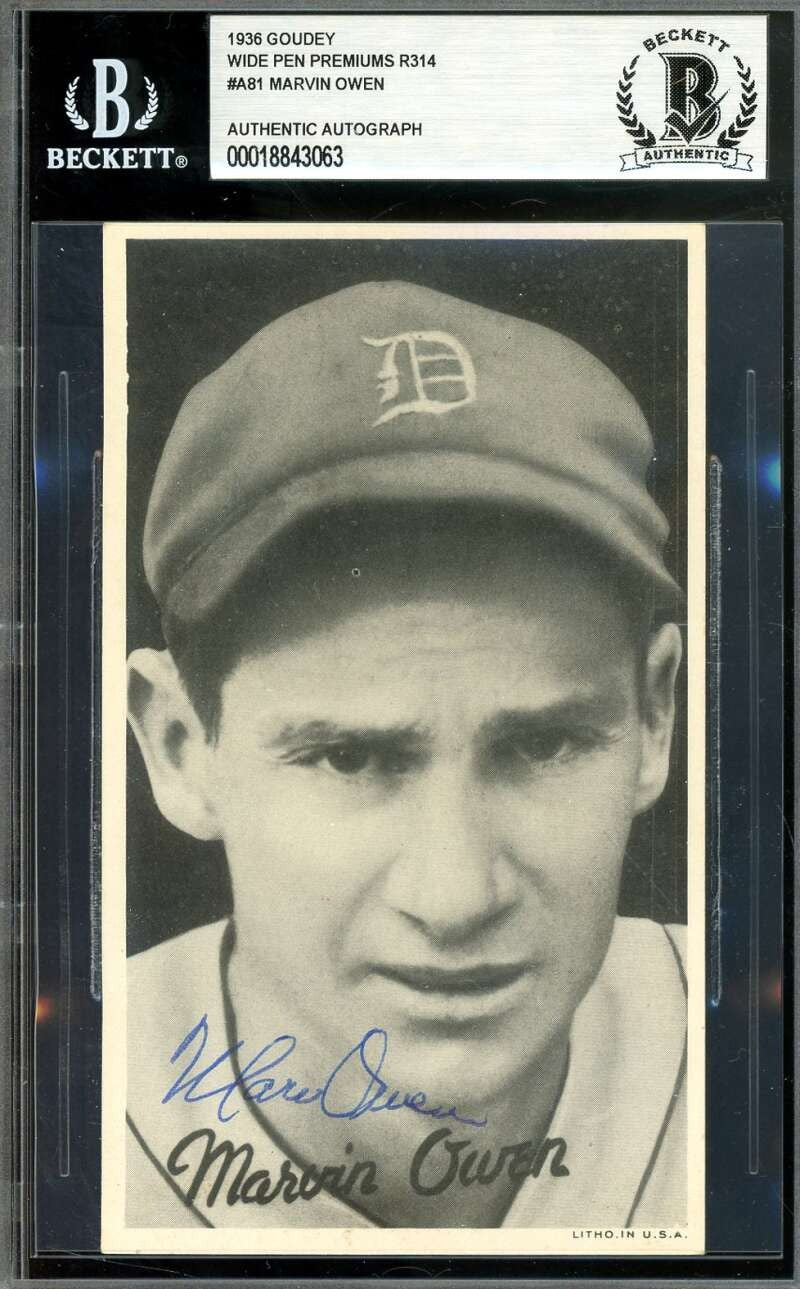 Marvin Owen Beckett BAS Signed 1936 Goudey Wide Pen Premiums R314 Rookie