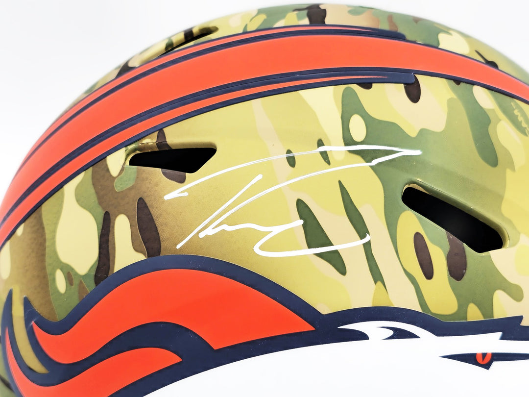 Russell Wilson Auto Broncos Camo Salute to Service Full Size Rep Helmet Fanatics
