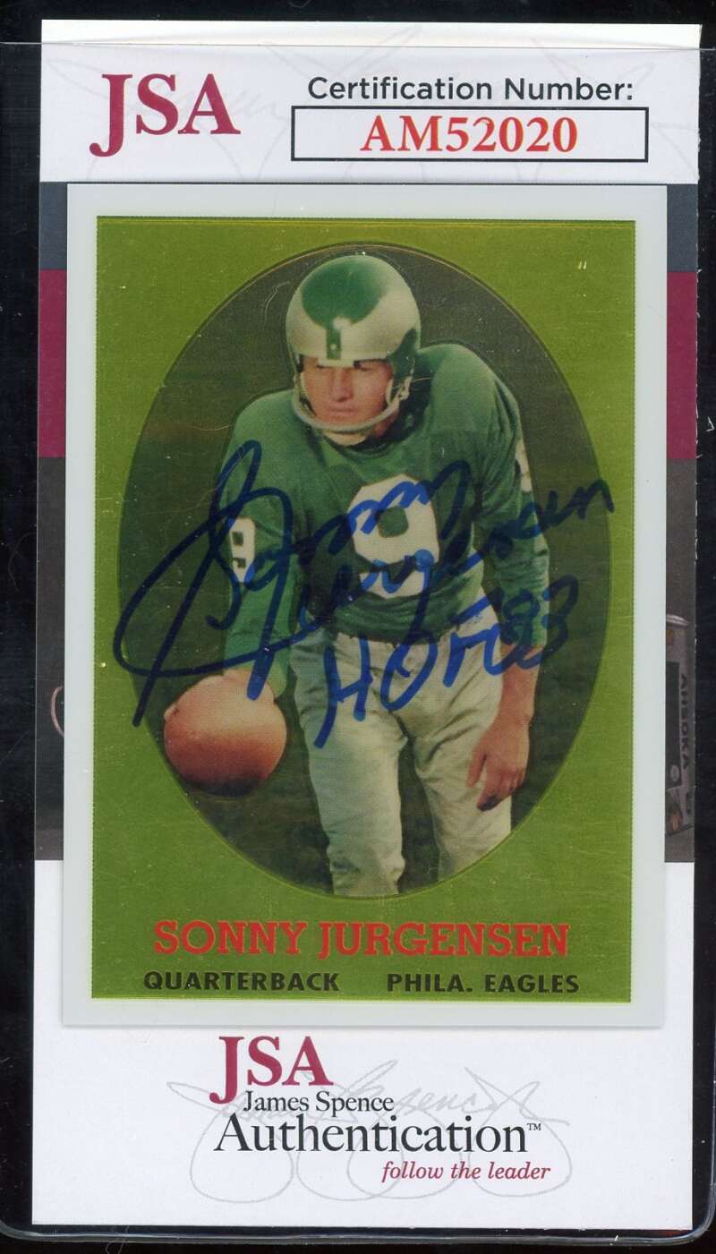 Sonny Jurgensen JSA Coa Signed 2012 Topps Chrome 1958 Reprint Autographed