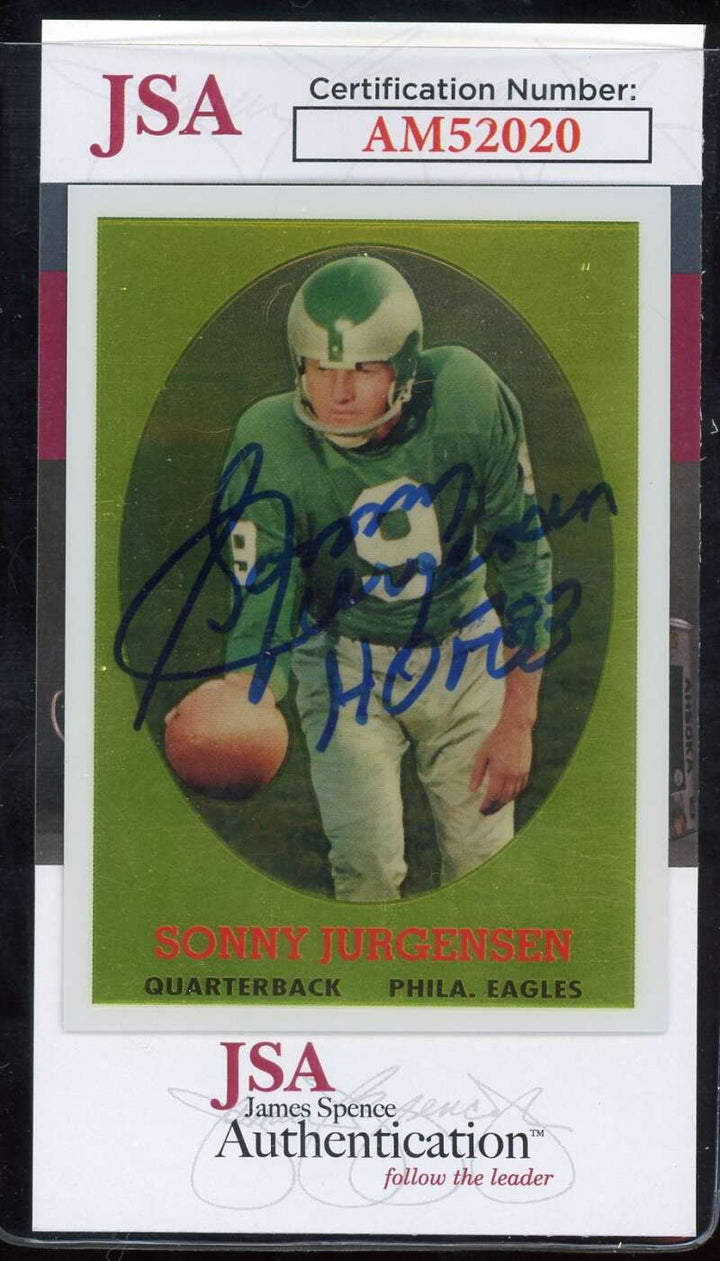 Sonny Jurgensen JSA Coa Signed 2012 Topps Chrome 1958 Reprint Autographed