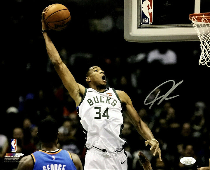 Giannis Antetokounmpo Bucks signed 11x14 photo autograph JSA COA MVP
