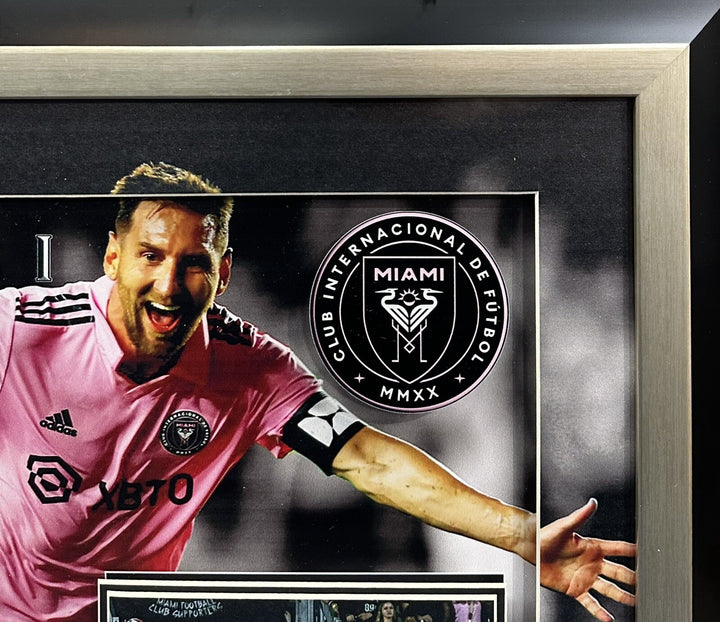 Lionel Messi Framed 3D Photo Facsimile Auto Inter Miami 1st Game Replica Ticket