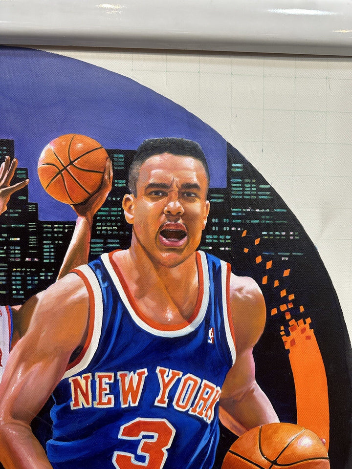 John Starks Terrence Fogarty Signed Original Canvas Oil Painting Framed Auto 1/1