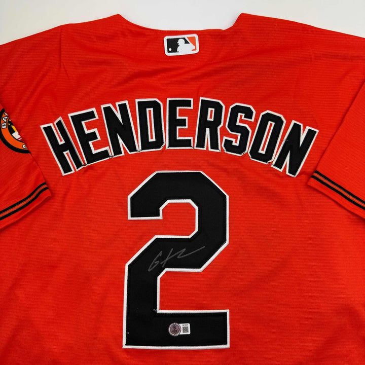 Autographed/Signed Gunnar Henderson Baltimore Orange Jersey Beckett COA