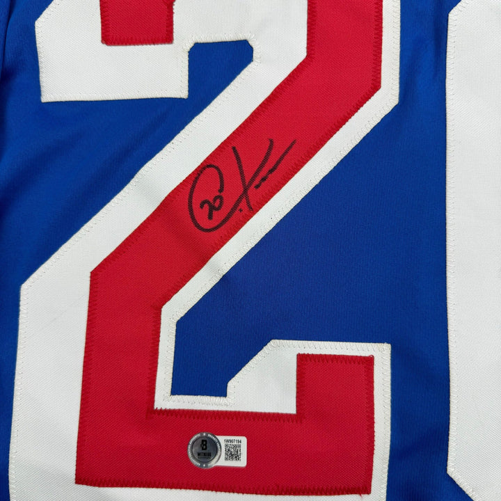 Autographed/Signed Chris Kreider New York Blue Jersey Beckett BAS COA