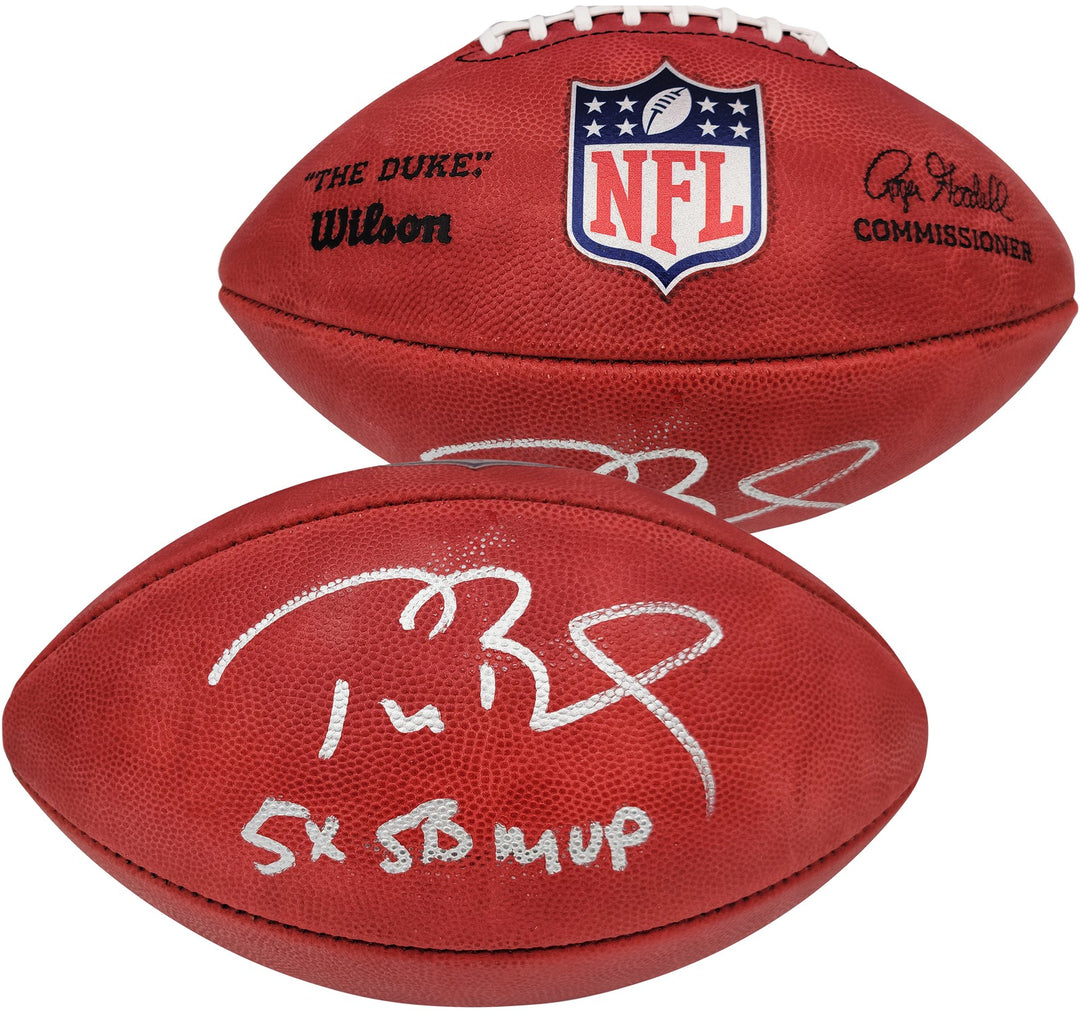 Tom Brady Auto Official NFL Leather Football Patriots "5x SB MVP" Fanatics Holo