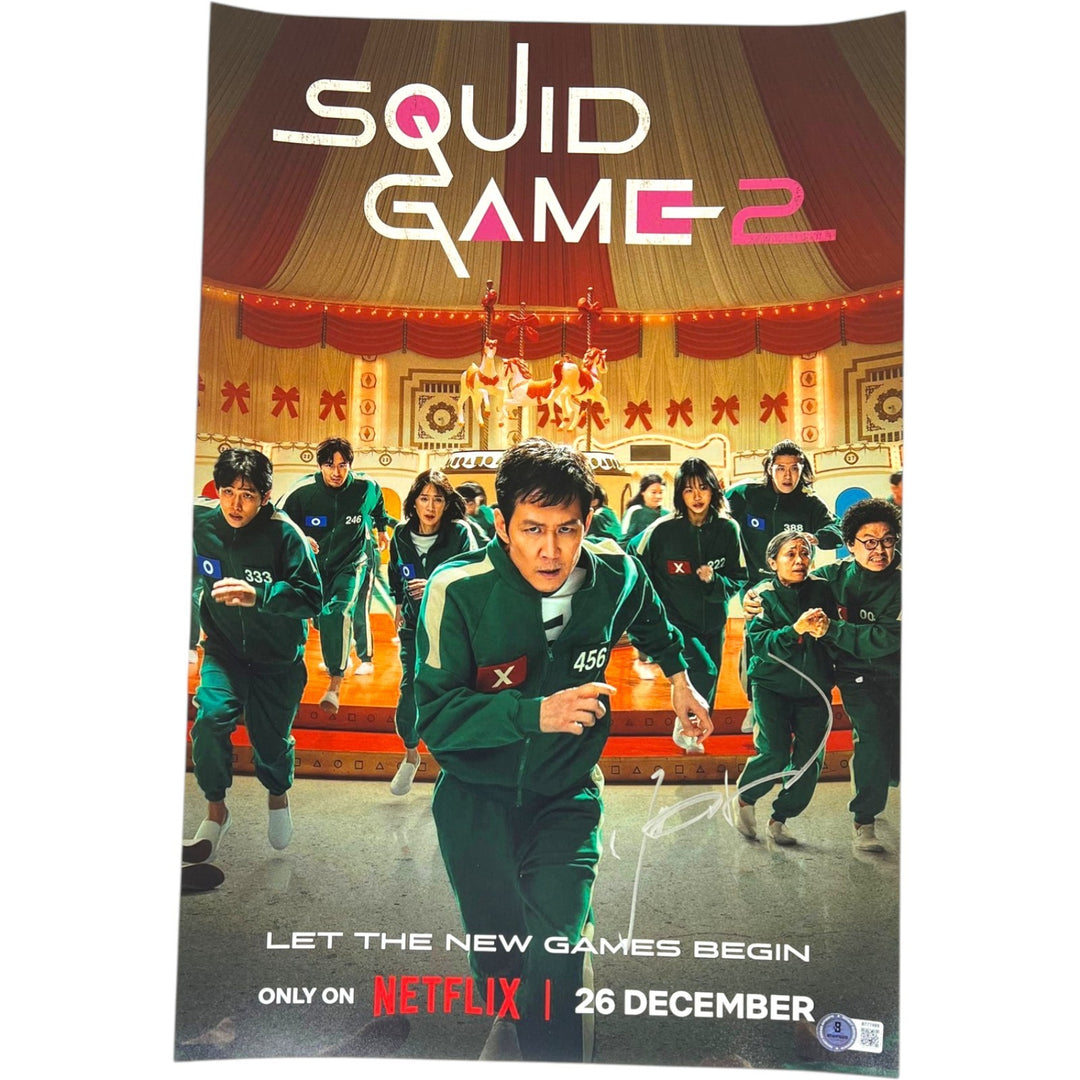 LEE BYUNG HUN SIGNED SQUID GAME 12X18 TV POSTER PHOTO FRONT MAN BECKETT BAS