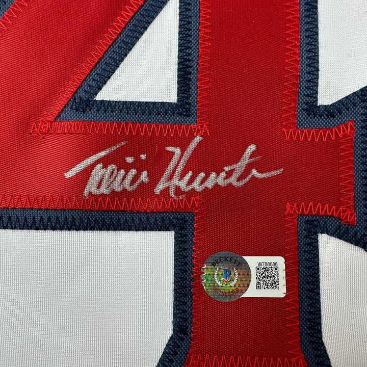 Autographed/Signed Torii Hunter Los Angeles Anaheim White Jersey BAS COA