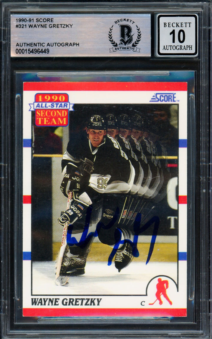 Wayne Gretzky Signed 1990-91 Score Card 321 Los Angeles Kings Auto GM 10 Beckett