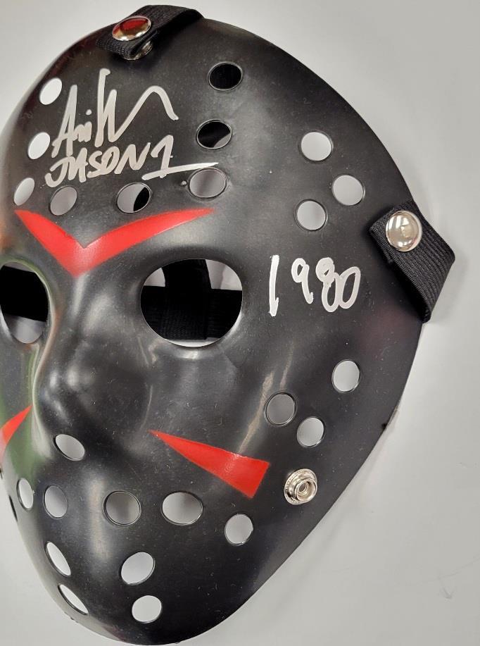 Ari Lehman signed "F13 1980" Friday the 13th Jason Mask autograph Beckett BAS