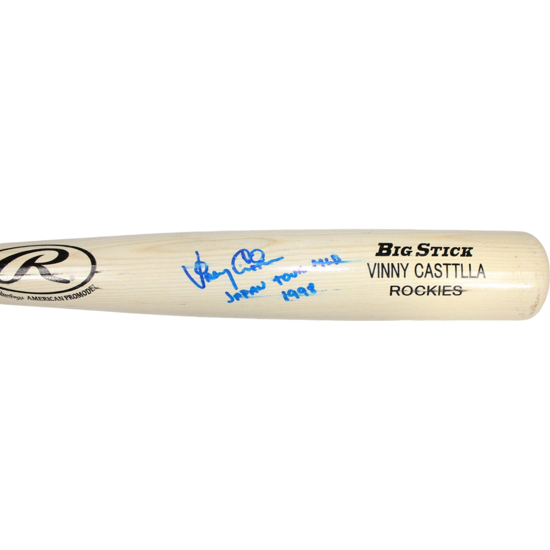Vinny Castilla Autographed Game Used Colorado Rockies Japan Bat AS IS BAS 43251