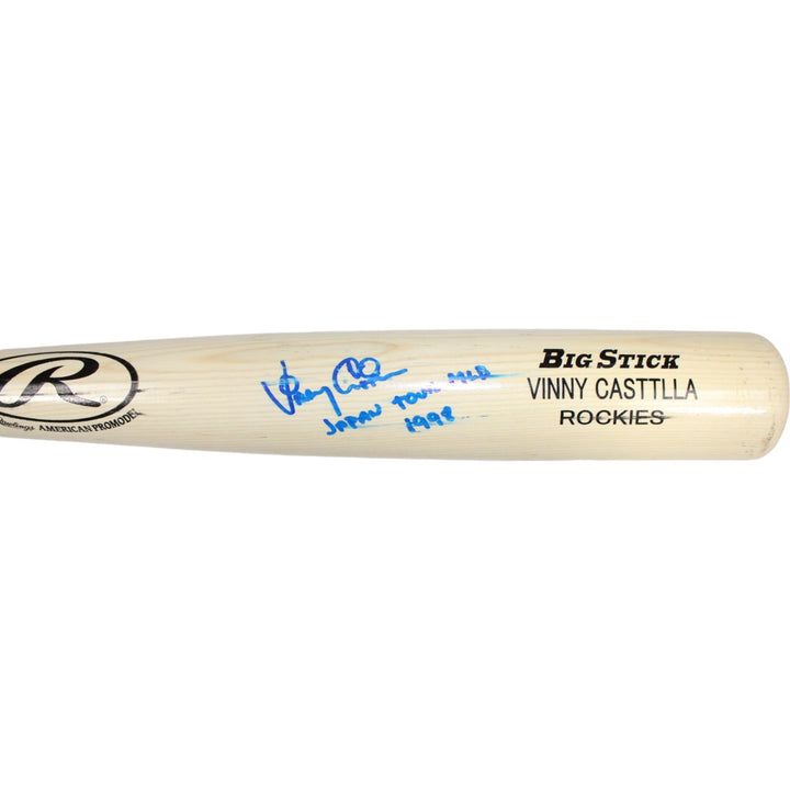 Vinny Castilla Autographed Game Used Colorado Rockies Japan Bat AS IS BAS 43251