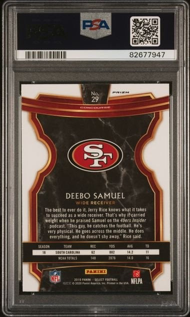Graded 2019 Panini Select Deebo Samuel #29 Silver Prizm RC Card PSA 10