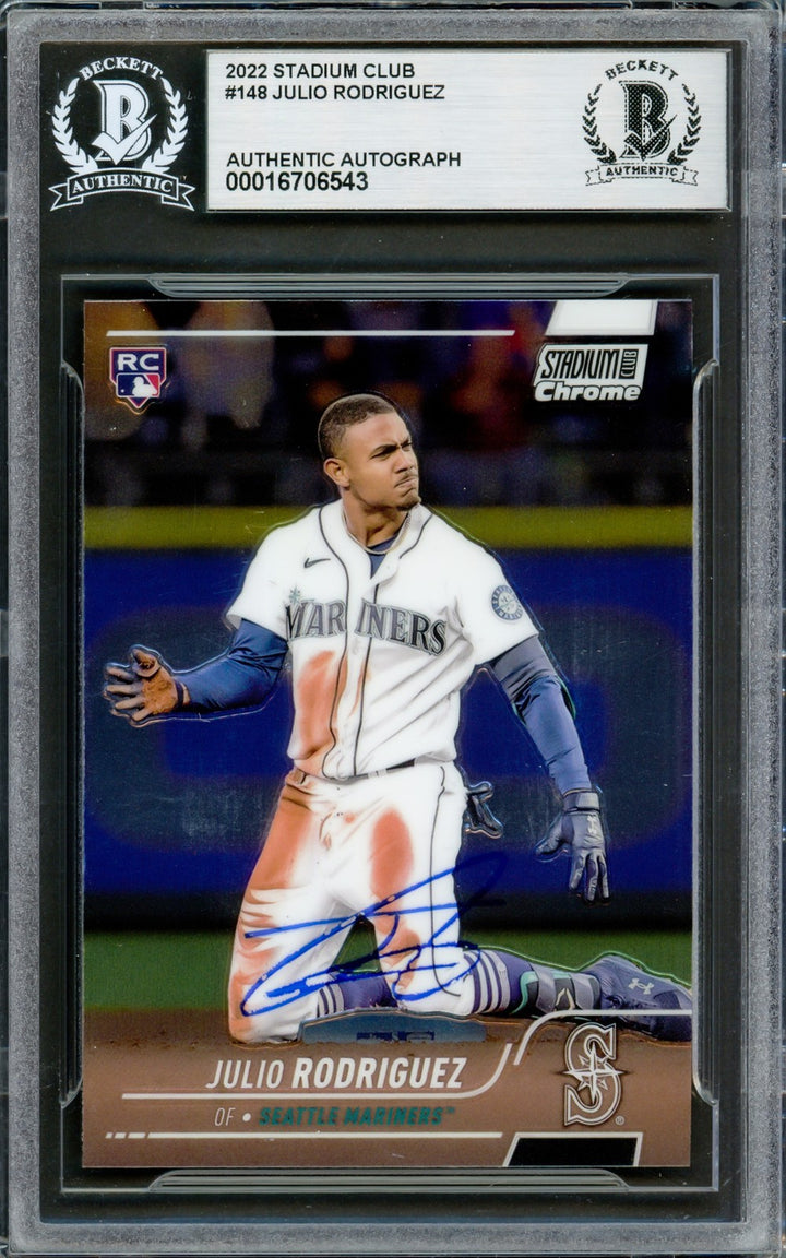 Julio Rodriguez Auto 2022 Stadium Club Chrome RC 148 Mariners Beckett #16706543