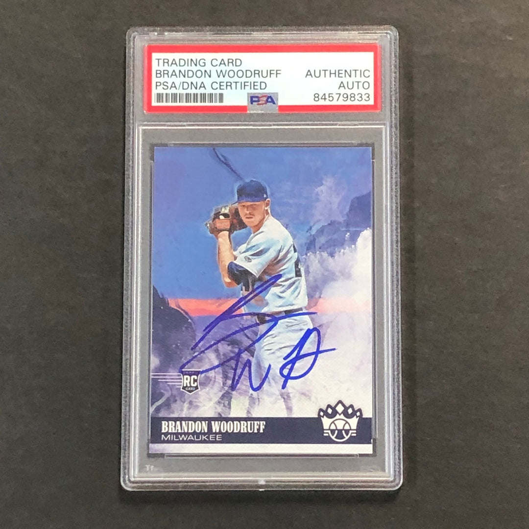 2018 Panini Diamond Kings #94 Brandon Woodruff Signed Card PSA Slabbed Auto RC B