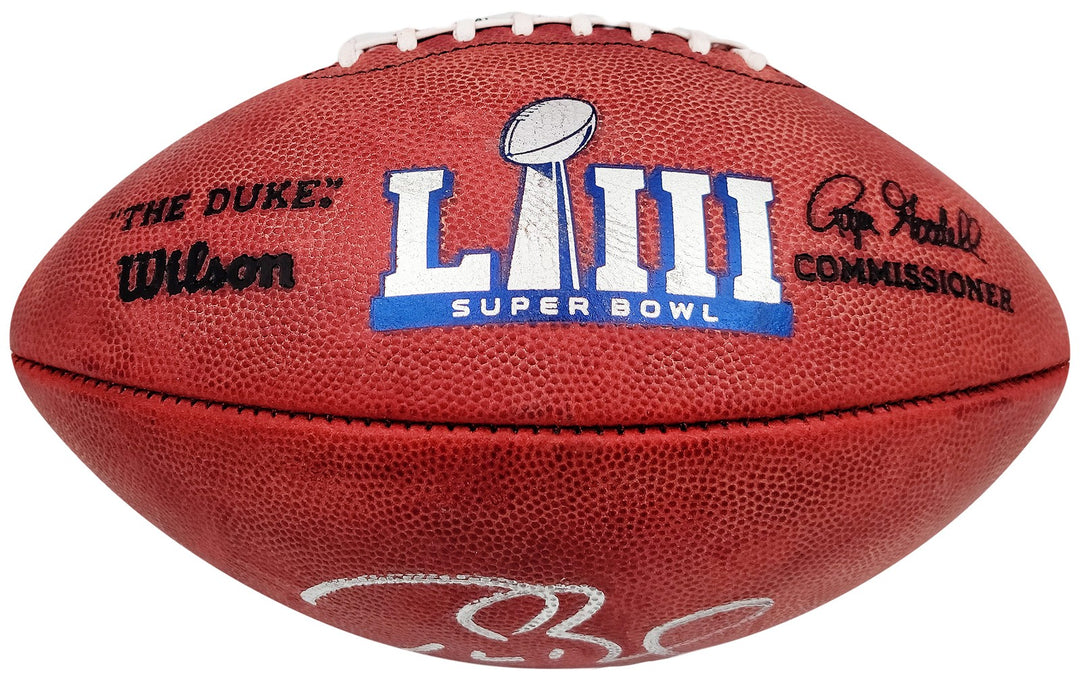 Tom Brady Auto Official NFL Leather Super Bowl LIII Logo Football Fanatics Holo