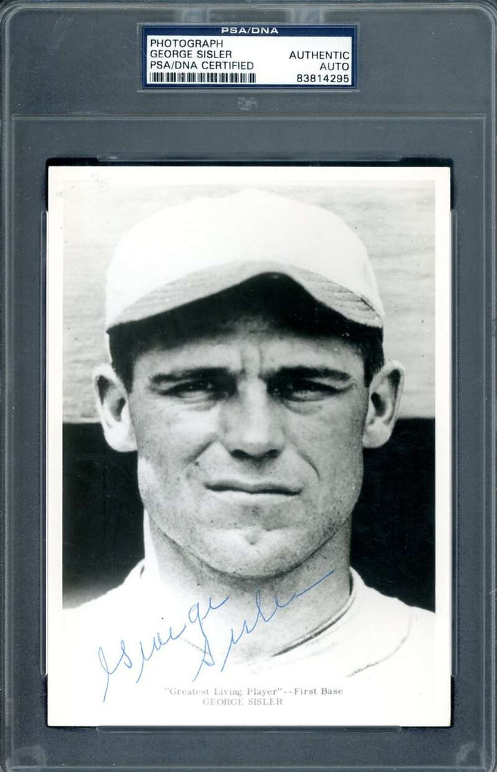 George Sisler PSA DNA Signed 5x7 Photograph Autograph
