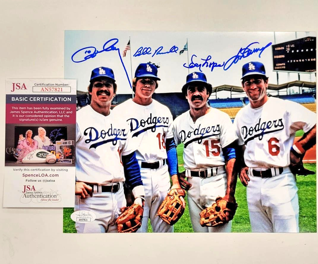 Dodgers Infield autograph signed 8x10 Photo JSA COA Russell, Garvey, Cey, Lopes