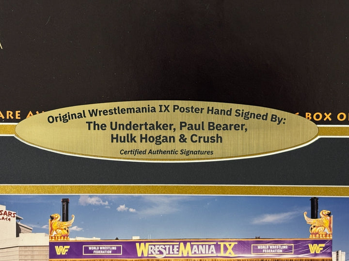 Wrestlemania IX Original Poster Signed Undertaker Bearer Crush Hulk Hogan JSA 9