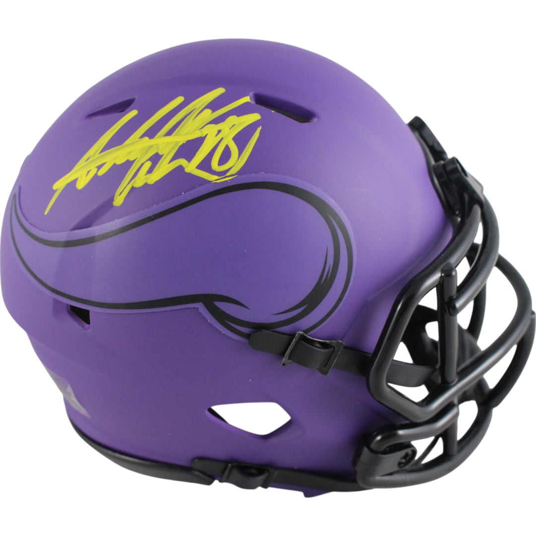 Adrian Peterson Autographed Minnesota Vikings Rave Mini Helmet Beckett 49607