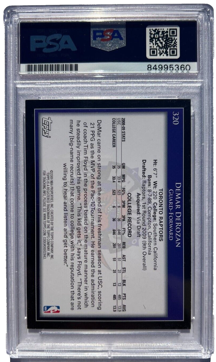 DEMAR DEROZAN SIGNED 2009 TOPPS ROOKIE CARD AUTO #320 PSA/DNA