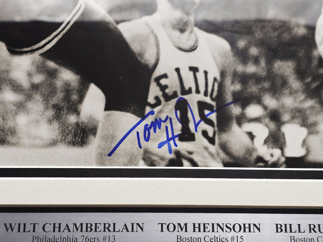 Wilt Chamberlain, Russell & Heinsohn Autographed Framed 16x20 Photo JSA XX57681