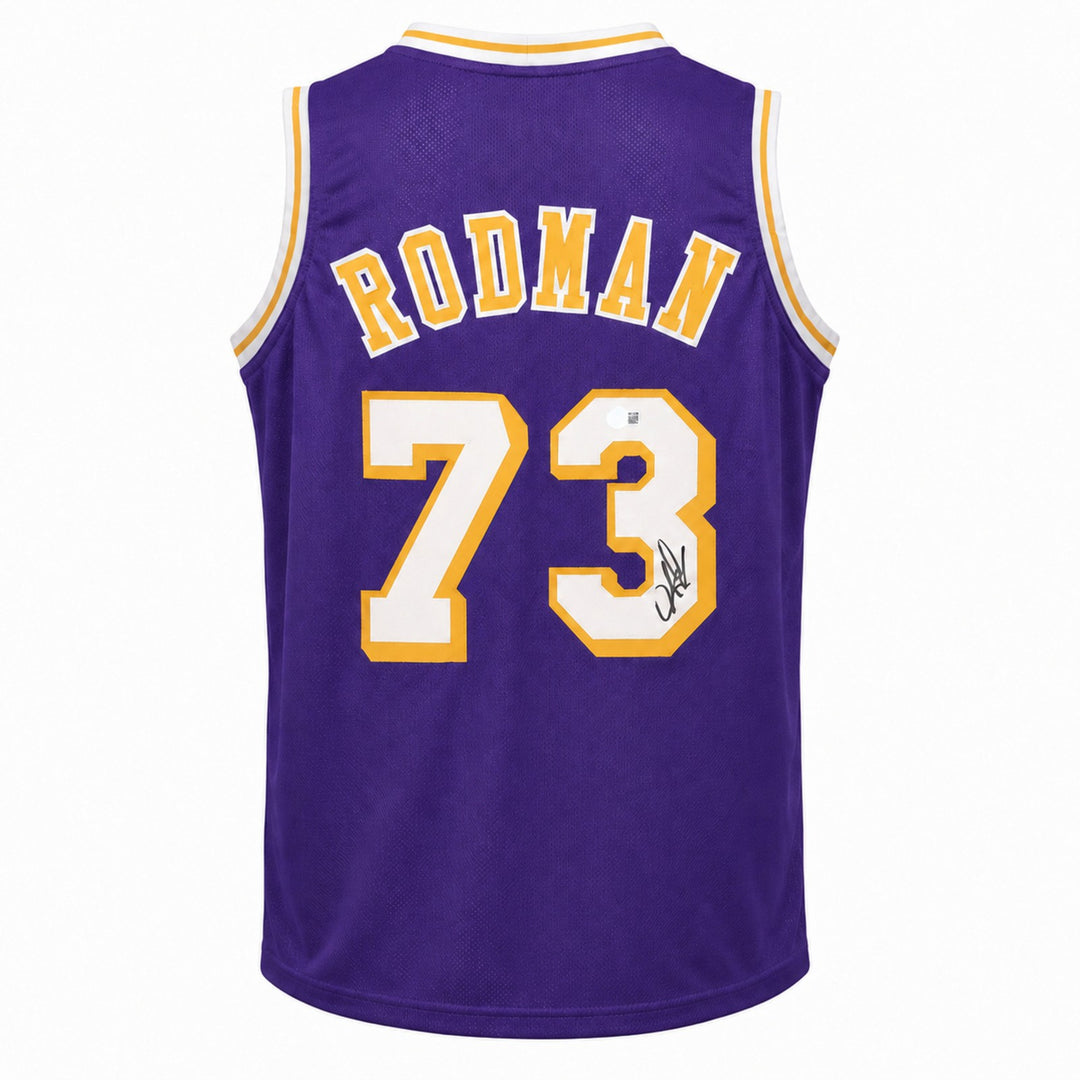 Los Angeles Lakers Dennis Rodman Signed Purple Jersey Beckett BAS Witness