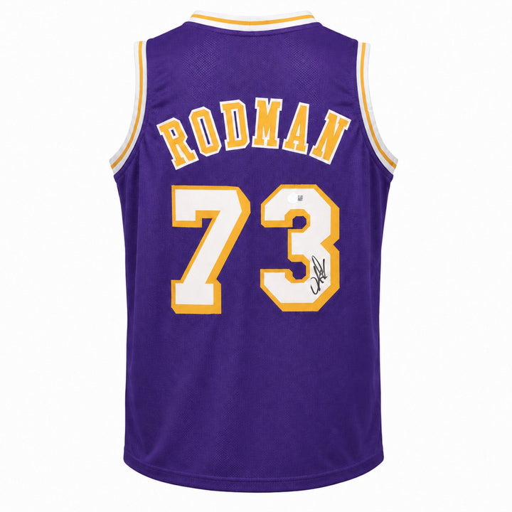 Los Angeles Lakers Dennis Rodman Signed Purple Jersey Beckett BAS Witness