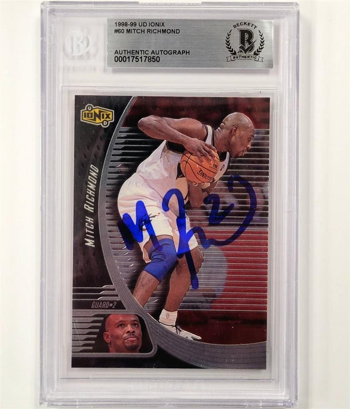 1998-99 Upper Deck Ionix #60 Mitch Richmond signed card auto Wizards Beckett BAS