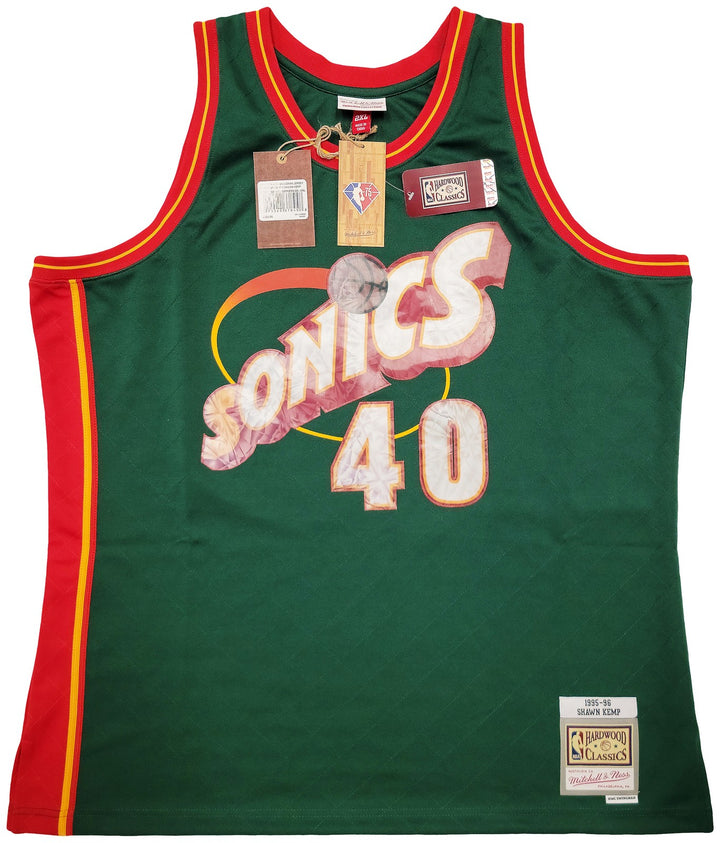 Sonics Shawn Kemp Auto Green Auth Mitchell Ness HWC Swingman Jersey Top 75 2X