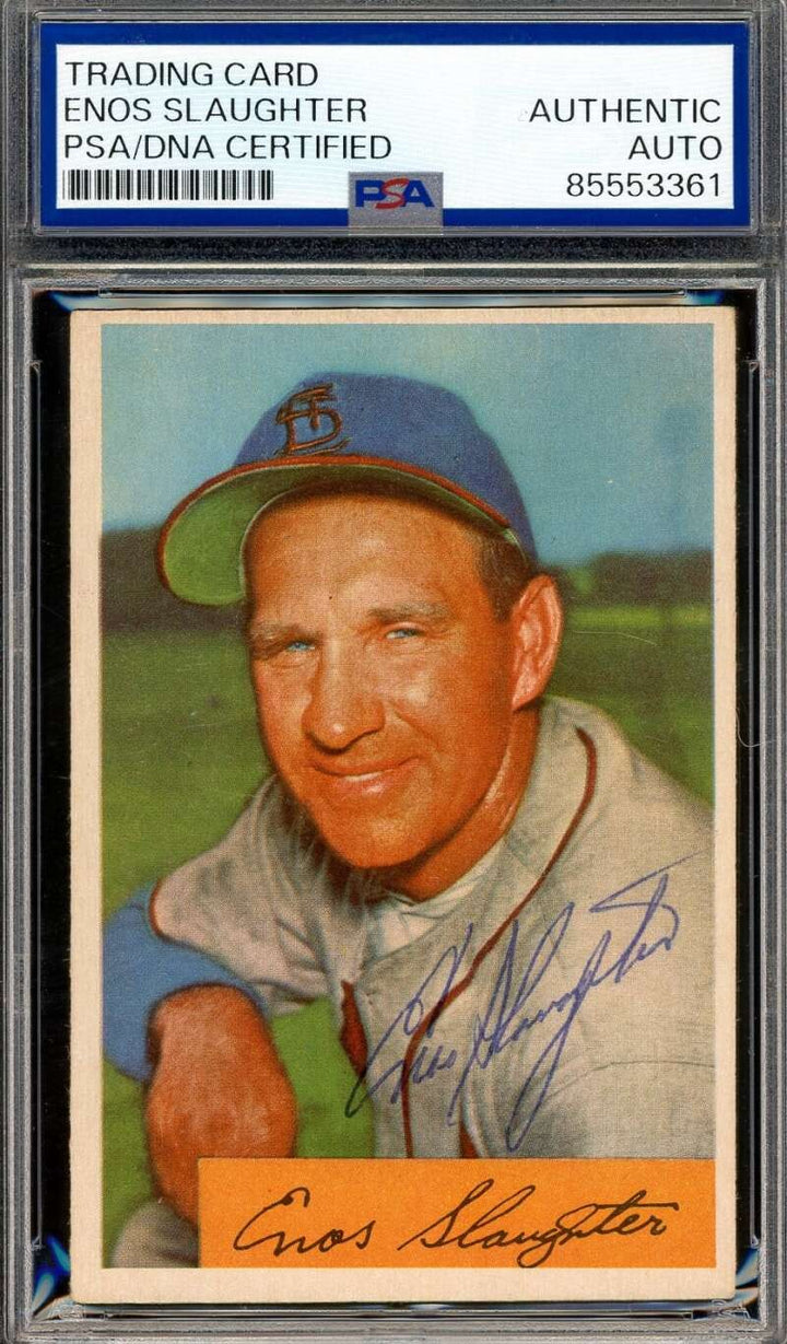 Enos Slaughter PSA DNA Vintage Signed 1954 Bowman Autographed