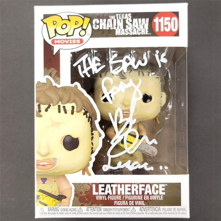 Bob Elmore signed Leatherface Funko Pop Inscription autograph Beckett BAS WIT