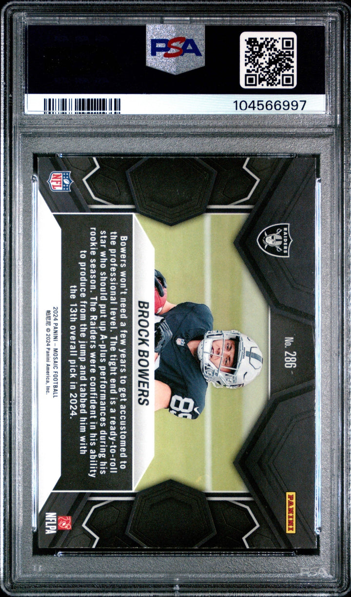Graded 2024 Panini Mosaic Brock Bowers #286 Rookie RC Football Card PSA 10 Gem
