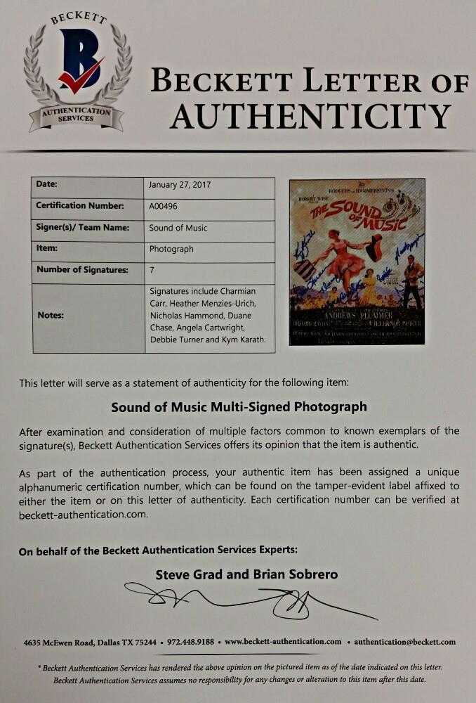 SOUND OF MUSIC Cast Signed 8x10 Photo (7) Autos Image #1 w/ Beckett BAS COA