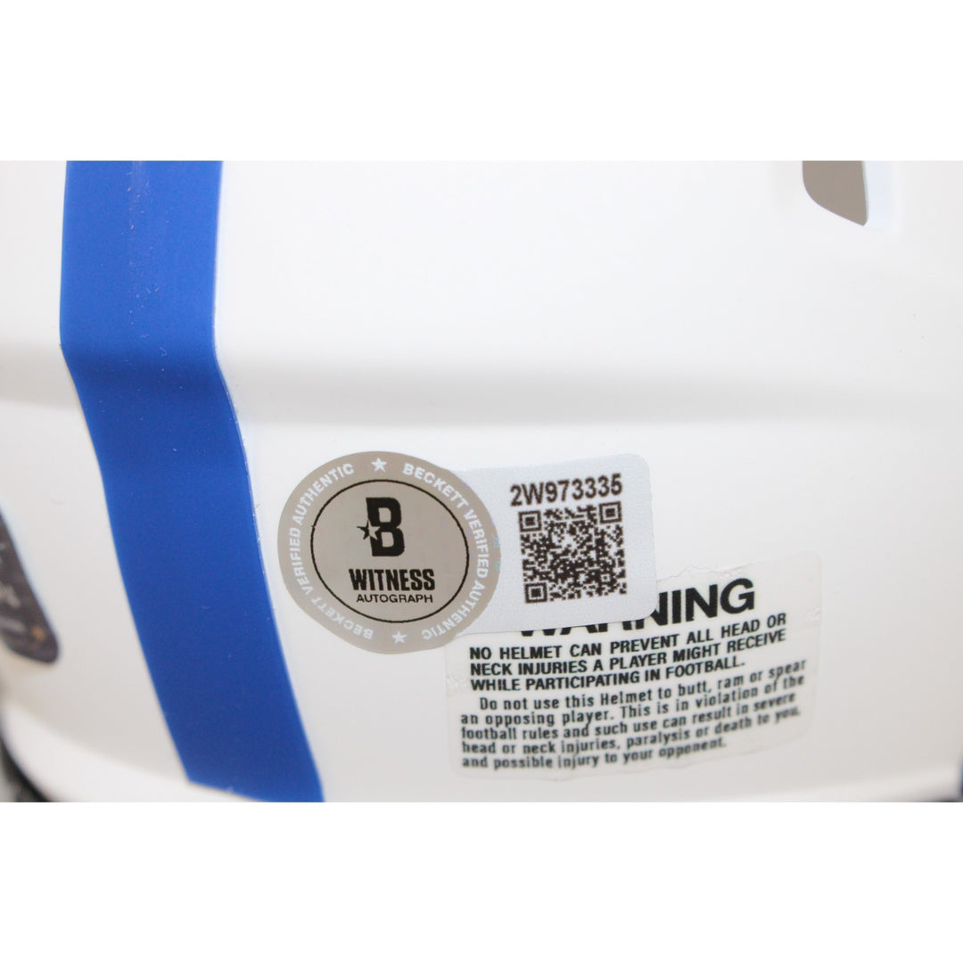 Phil Simms Autographed New York Giants Lunar Mini Helmet Beckett Witness 50808