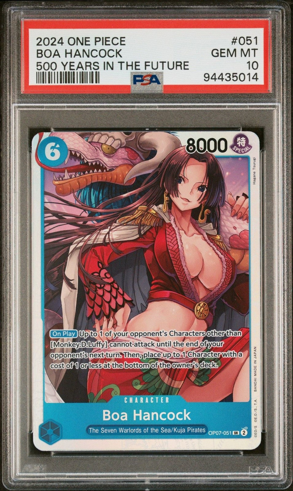 Graded 2024 One Piece OP07 EN Boa Hancock #051 500 Years Card PSA 10