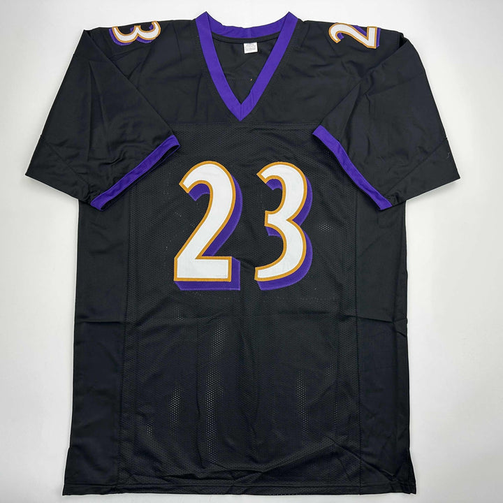 Autographed/Signed Willis McGahee Baltimore Black Jersey Beckett BAS COA
