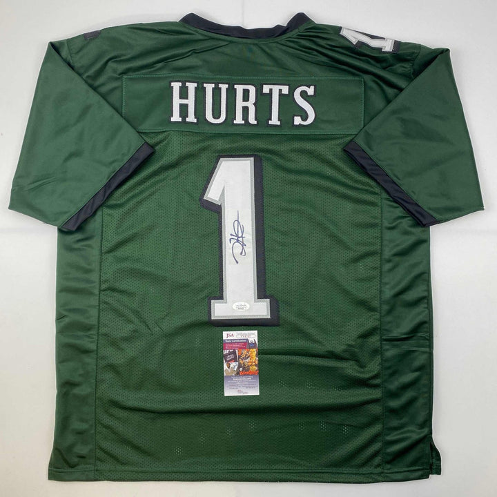 Autographed/Signed Jalen Hurts #1 Philadelphia Green Jersey JSA COA