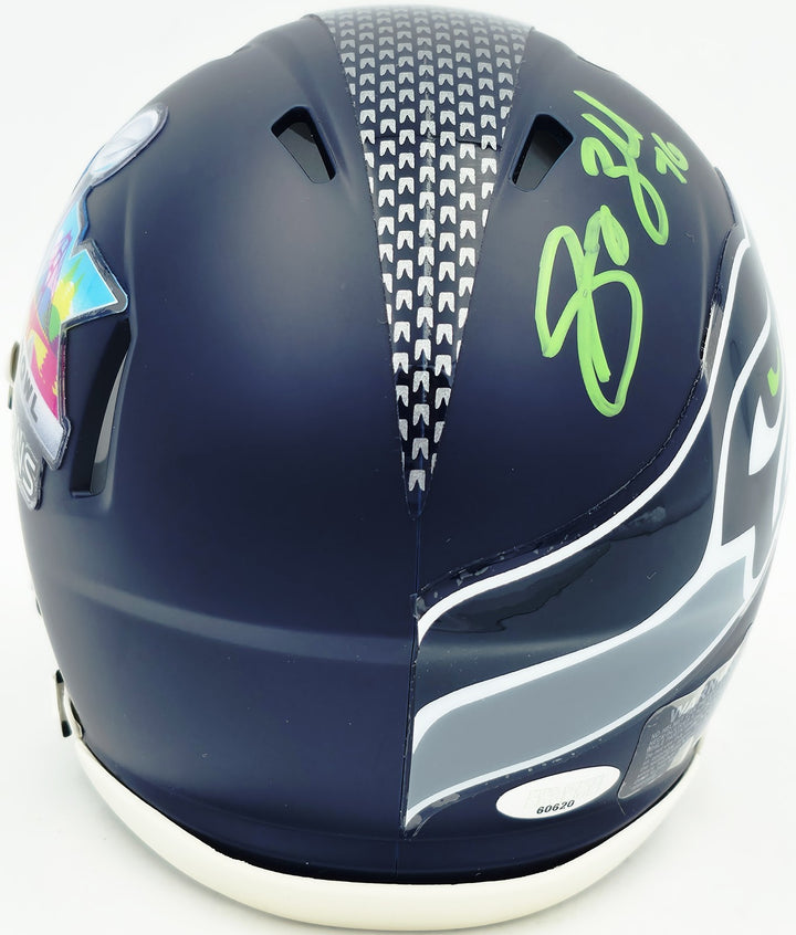 Grey Zabel Signed Seahawks Blue SB LX Champions Logo Speed Mini Helmet MCS Holo