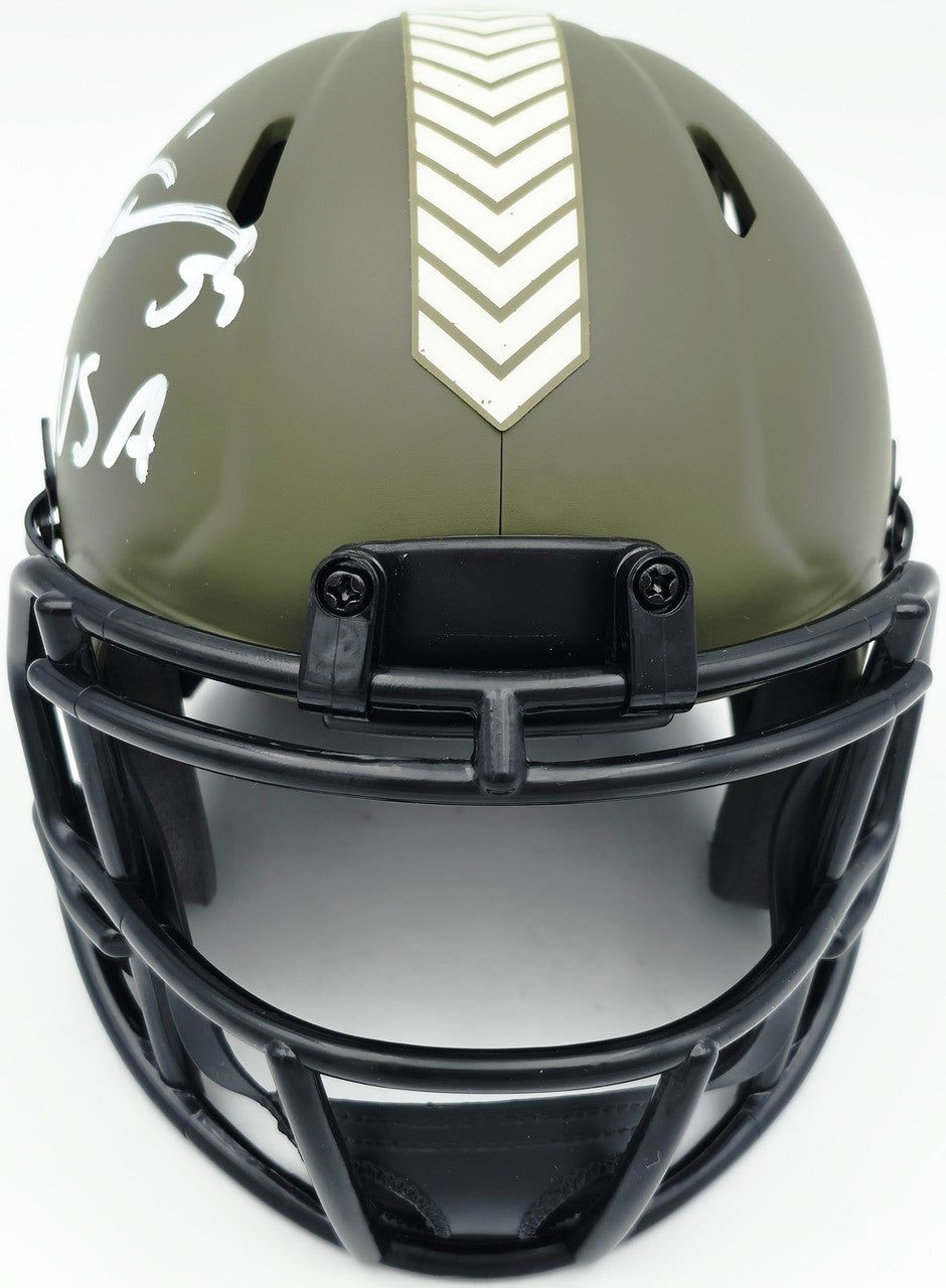 Brian Urlacher Auto Bears Army 2022 Salute To Service Speed Mini Helmet USA BAS