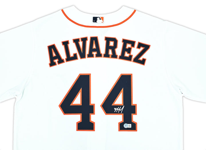 Houston Astros Yordan Alvarez Auto Signed White Nike Jersey Size L Beckett Wit