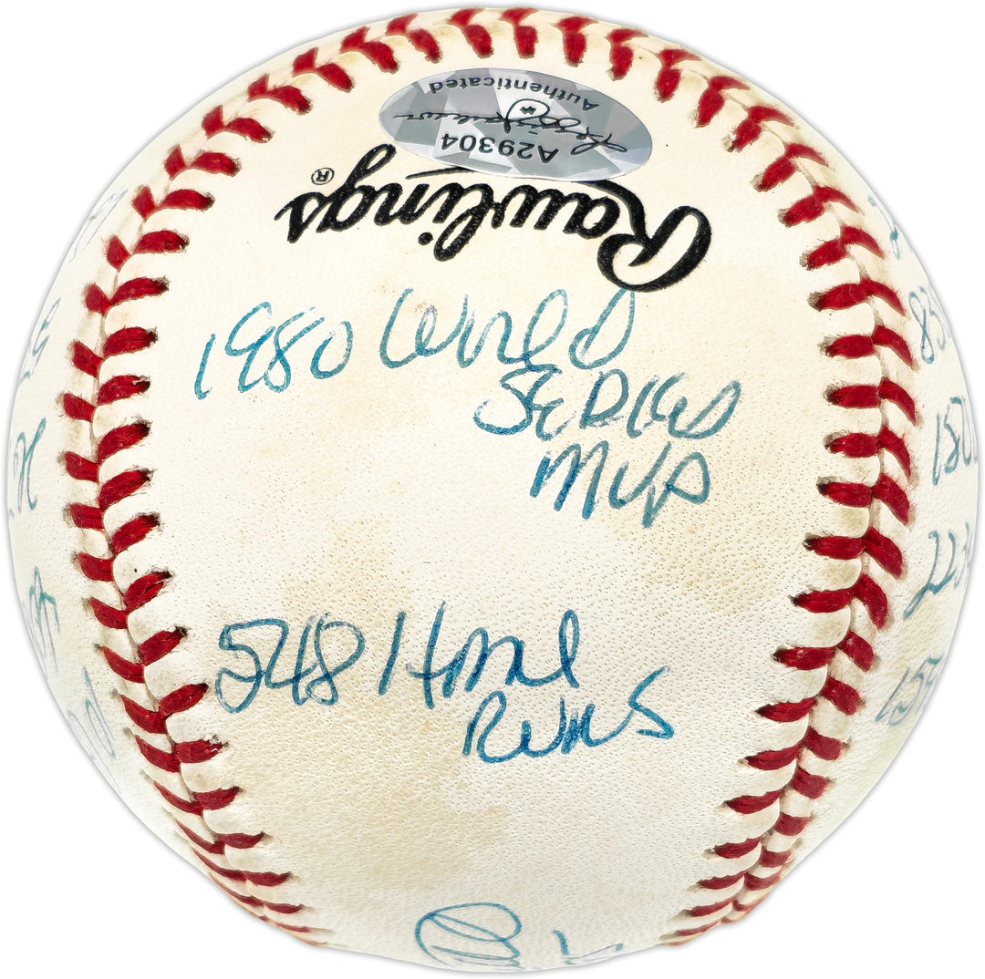 Mike Schmidt Signed NL Baseball Phillies Statball 16 Stats Beckett #BN14989