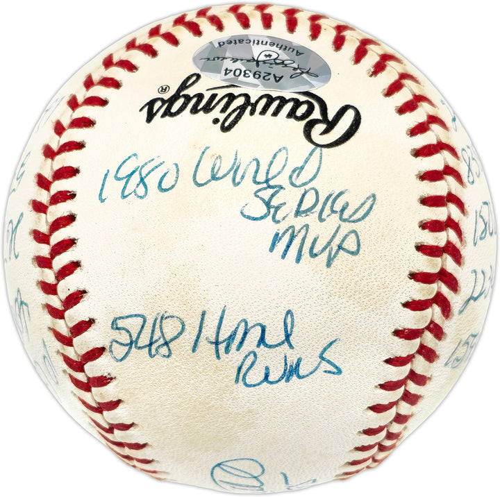 Mike Schmidt Signed NL Baseball Phillies Statball 16 Stats Beckett #BN14989