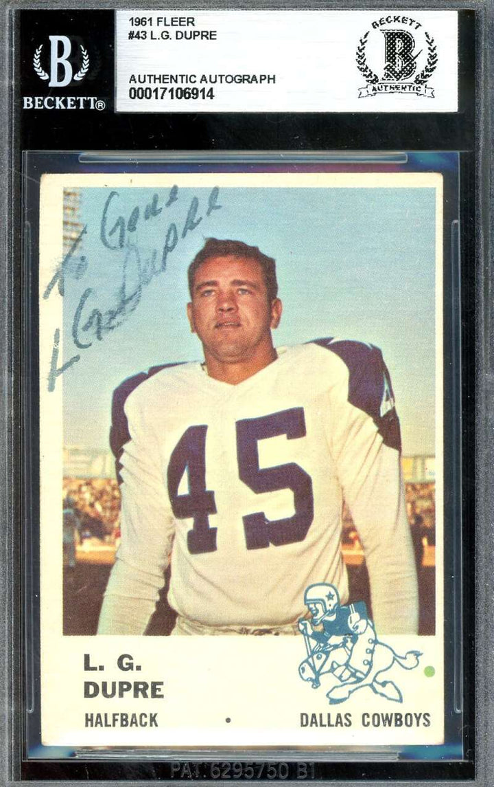 L.G. Dupre Beckett BAS Signed 1961 Fleer Autograph