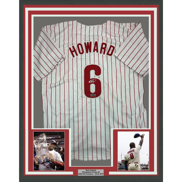 Framed Facsimile Autographed Ryan Howard 35x39 Philadelphia Reprint Jersey