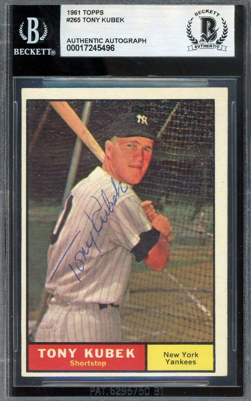 Tony Kubek Beckett BAS Signed 1961 Topps Autograph