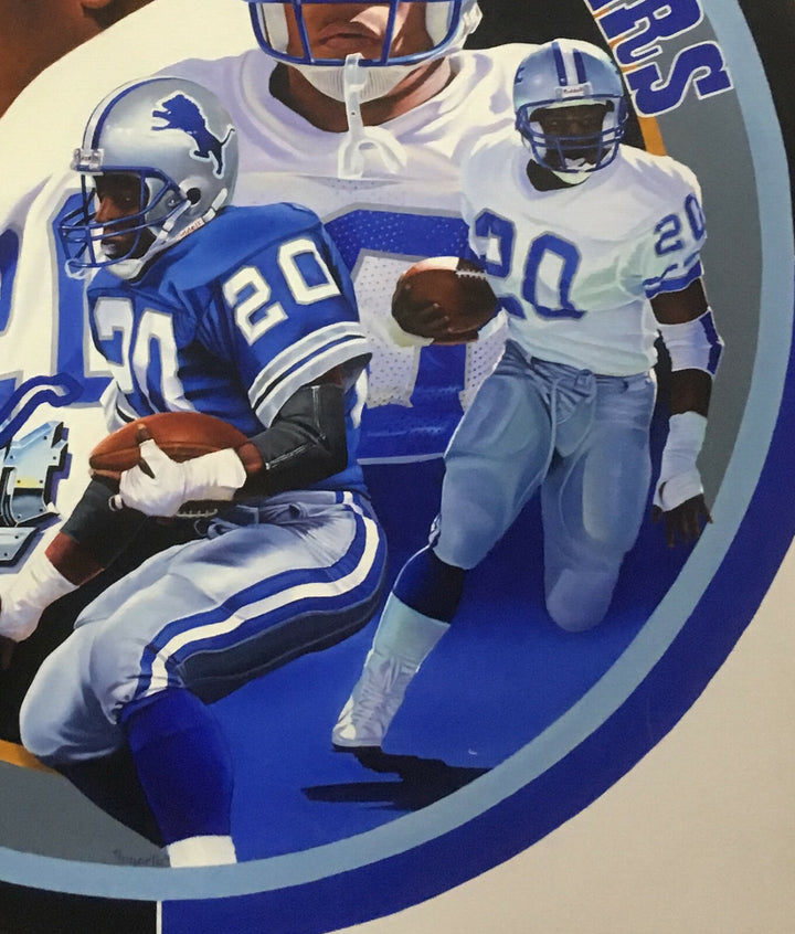 Terrence Fogarty signed original Barry Sanders canvas oil painting auto COA 1/1