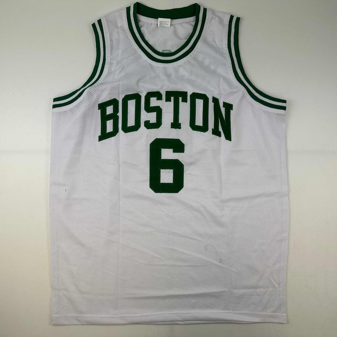 Facsimile Autographed Bill Russell Boston White Reprint Jersey Size Men's XL