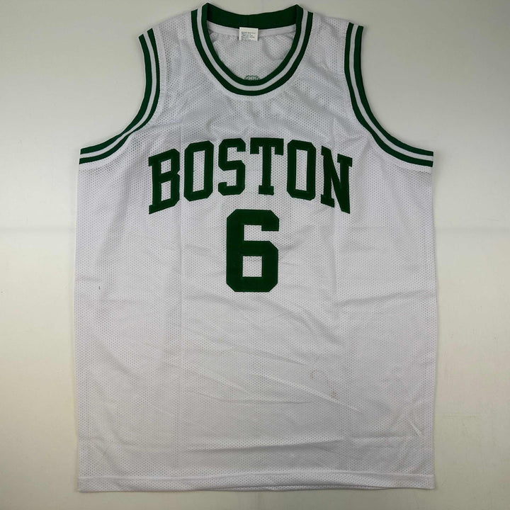 Facsimile Autographed Bill Russell Boston White Reprint Jersey Size Men's XL
