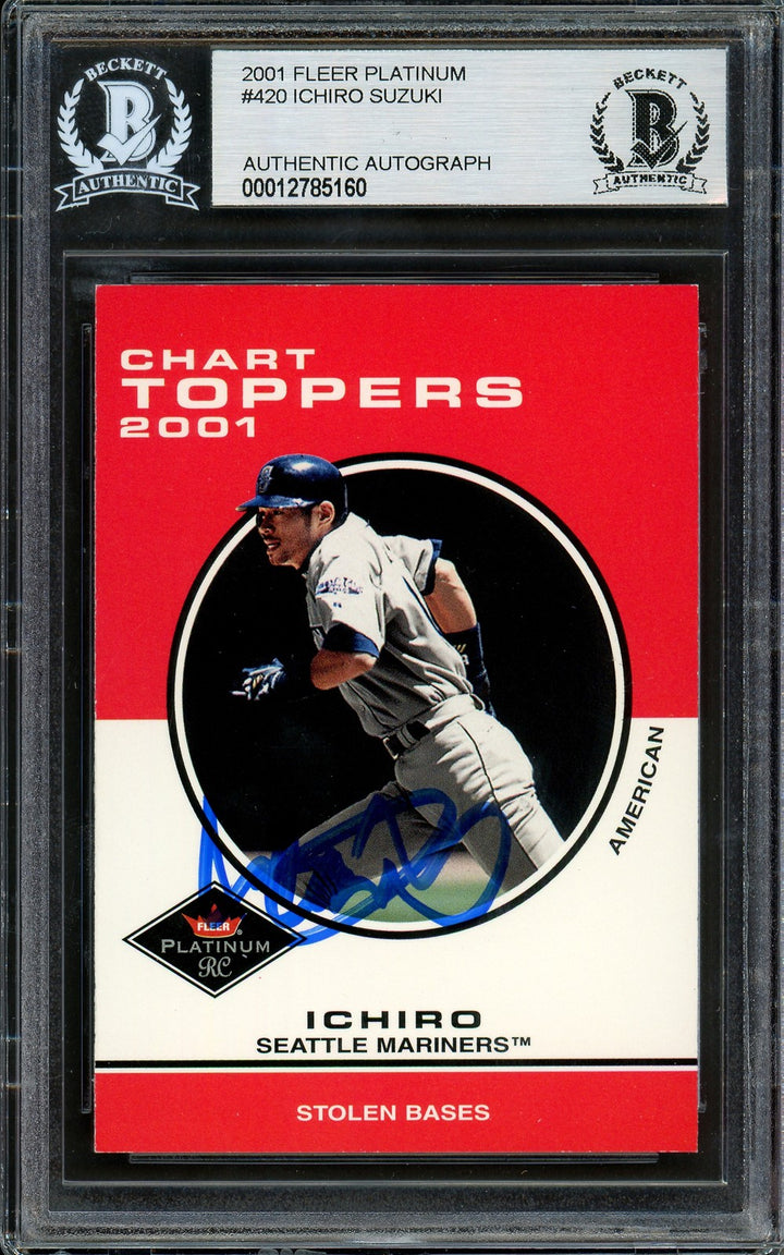 Ichiro Suzuki Signed 2001 Fleer Platinum RC 420 Mariners Beckett #12785160